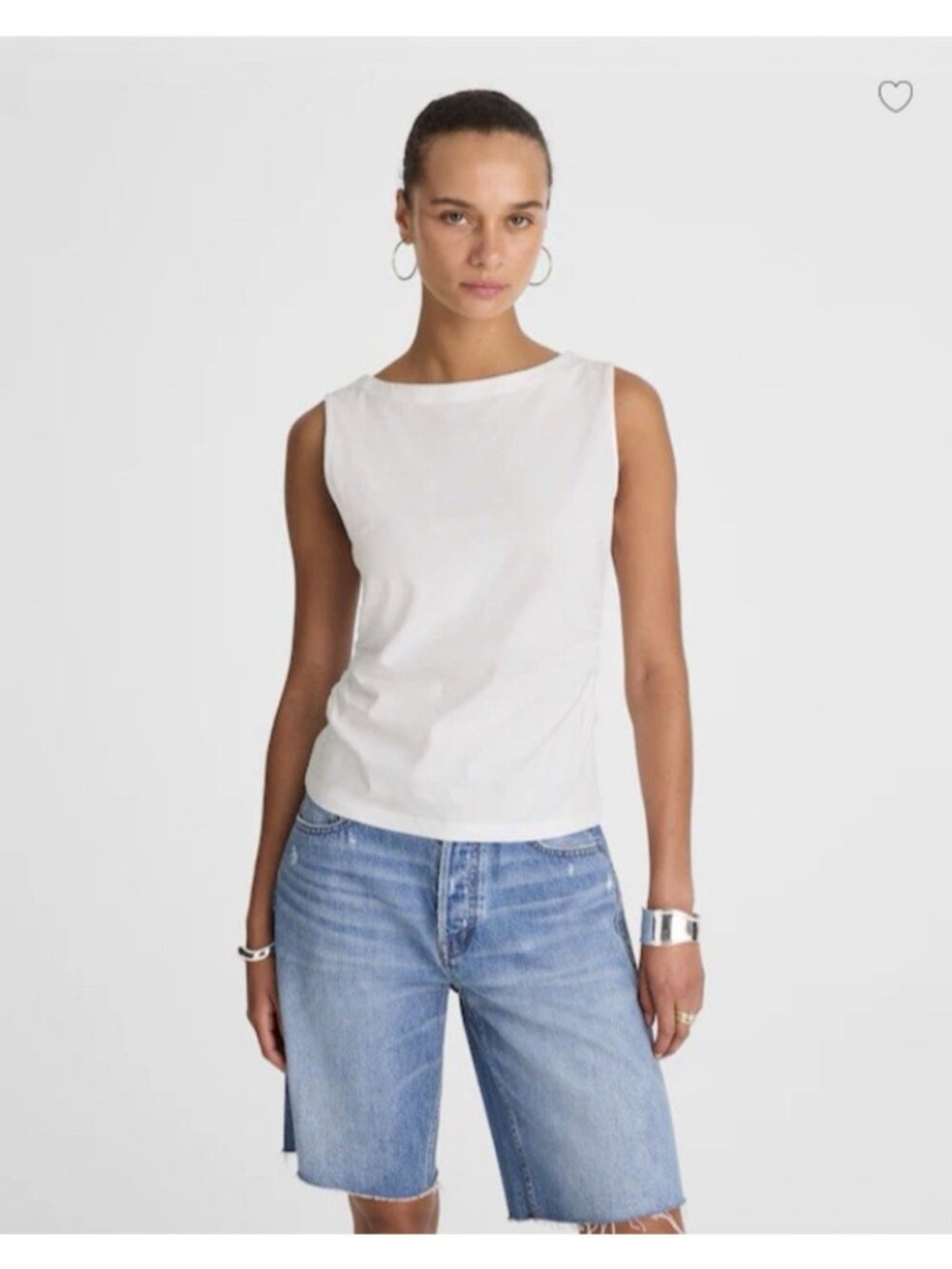 Madewell  100% Cotton Side Cinched Boat Neck Tank in White Size XXS